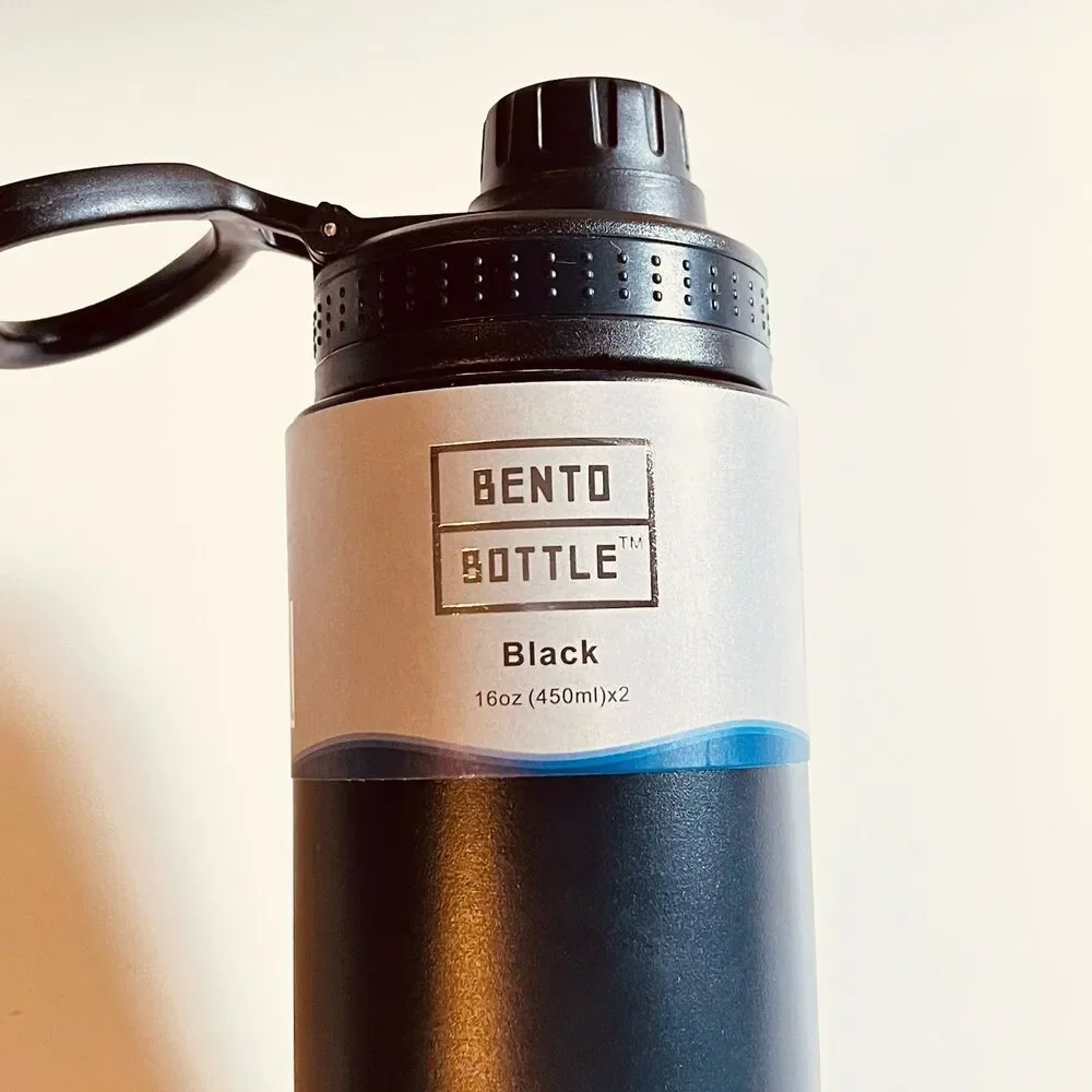 Bento Bottle Black Modular Dual-compartment 32 Fl oz water bottle BPA Free